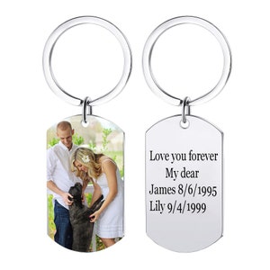 Personalized Photo Keychain, Custom Dog Keychain with Picture, Customized Dog Tag Photo Keychain, Personalized Key Chain with Photo for Men