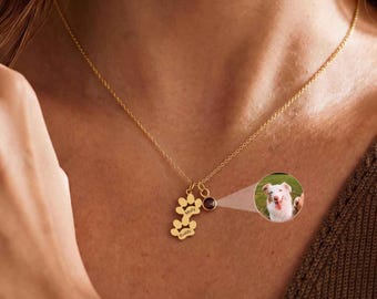 Custom Pet Photo Projection Necklace, Dog or Cat Picture Jewelry, Pet Memorial Keepsake, Pet Loss Gift for Pet Mom, Holiday Gift for Her