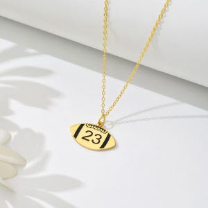Personalized Engraved Football Number Name Necklace, Personalized Football Number Gift, America Football and Sports Team Number Necklace