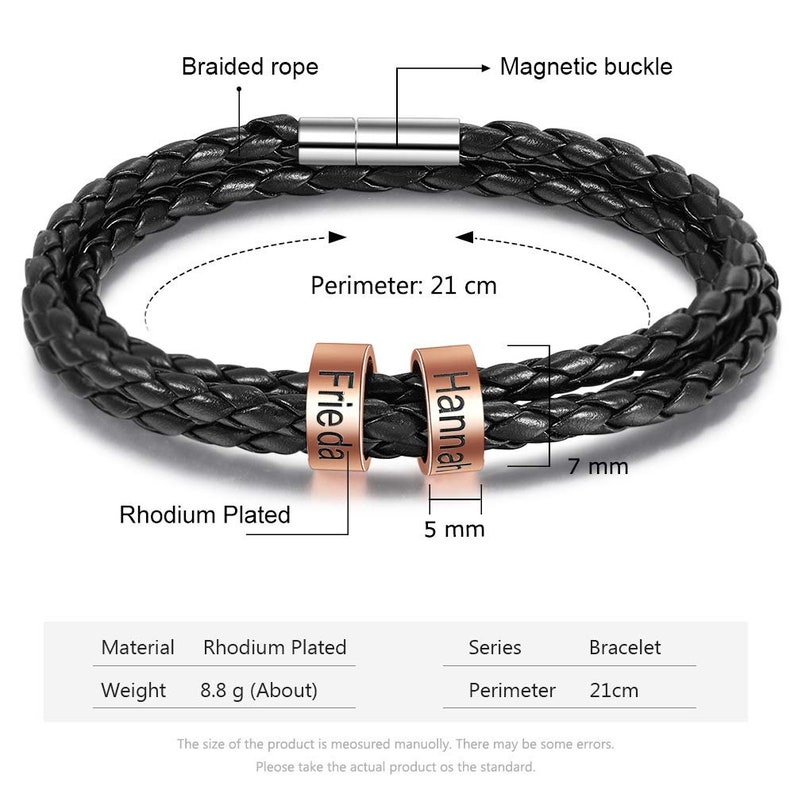 Personalized Mens Braided Leather Bracelet Custom Beads Name Etsy