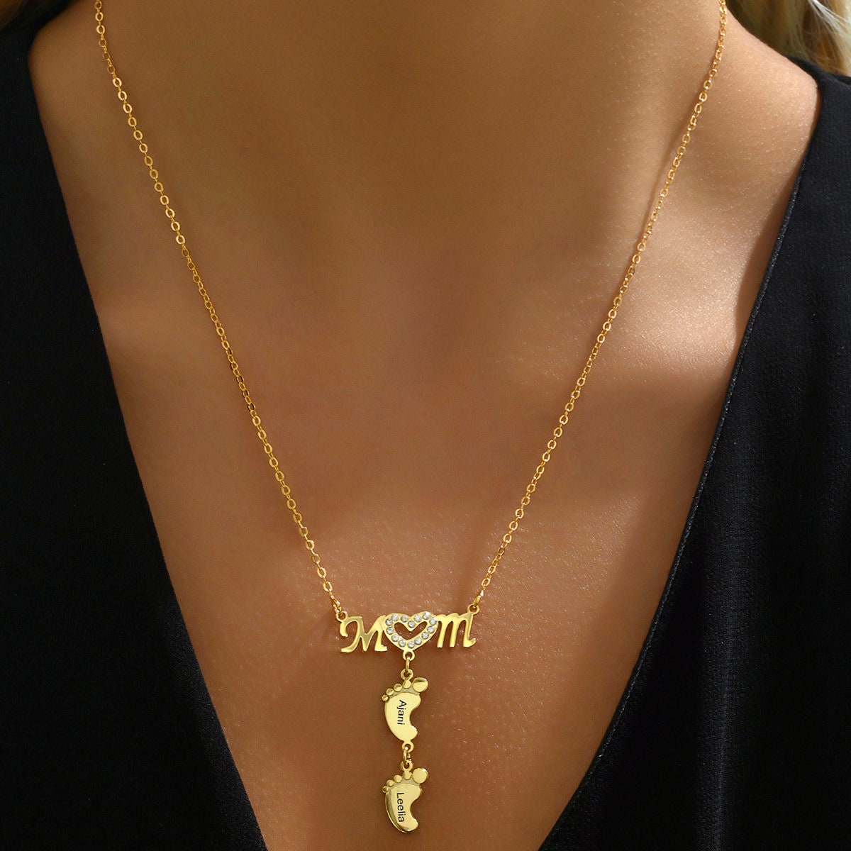 Collana Mamma In Acciaio Inossidabile Oro – Ciondolo Scritta E Cuore – Regalo Personalizzato Per La Festa Della Mamma