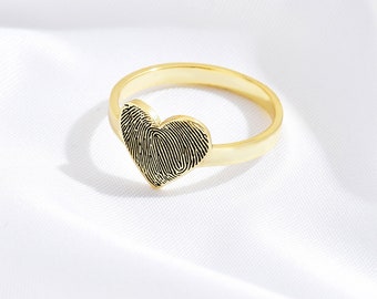 Personalized Fingerprint Jewelry, Custom Heart Fingerprint Ring, Memorial Gift, Custom Fingerprint Ring, Remembrance Gift, Gift for Grandma