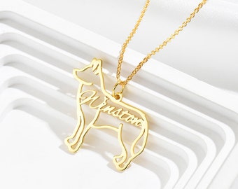 Custom Dog Name Necklace, Personalized Jewelry for Pet Lover, Animal Pet Memorial Gift, Dog Breed Silhouette Necklace, Gift for Pet Loss