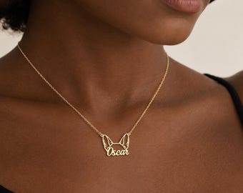 Personalized Dog Ears Name Necklace, Custom Breed Silhouette Pet Jewelry, Pet Memorial Keepsake, Gift for Her, Christmas Gift