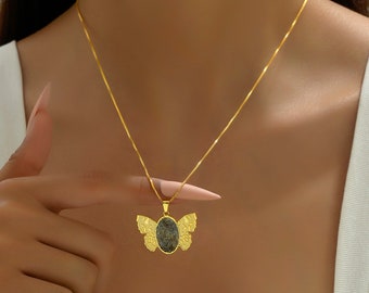 Butterfly Necklace, Custom Fingerprint Necklace, Memorial Gift, Custom Fingerprint Necklace,  Remembrance Gift,  Gift for Women Grandma