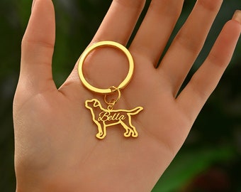 Custom Dog Name Keychain, Personalized Keyring for Pet Lover, Animal Pet Memorial Gift, Dog Breed Silhouette Keychain, Gift for Pet Loss