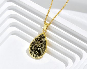 Drip Style Necklace, Custom Fingerprint Necklace, Memorial Gift,  Custom Fingerprint Necklace,  Remembrance Gift,  Gift for Women Grandma