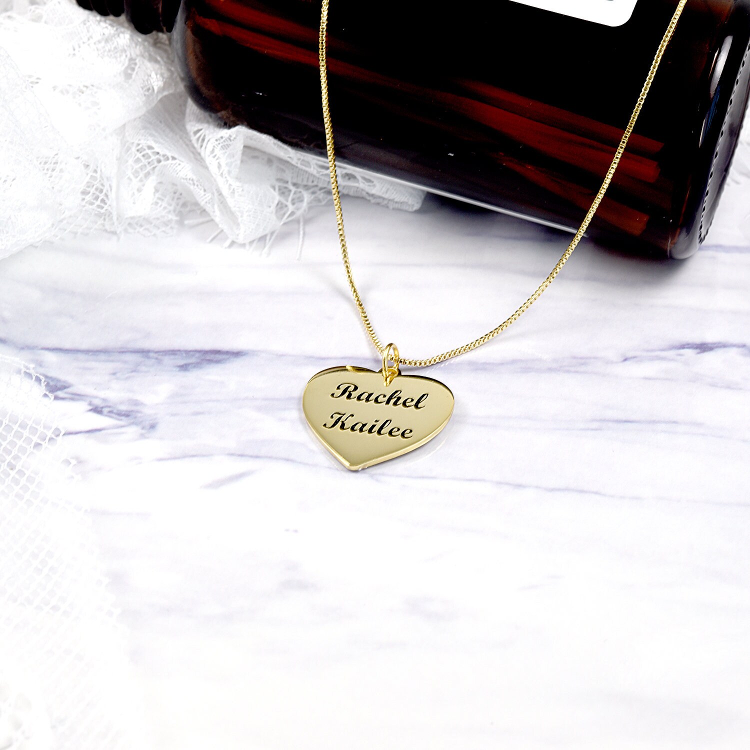 Personalized Engraved Heart Necklace 925 Sterling Silver Etsy UK