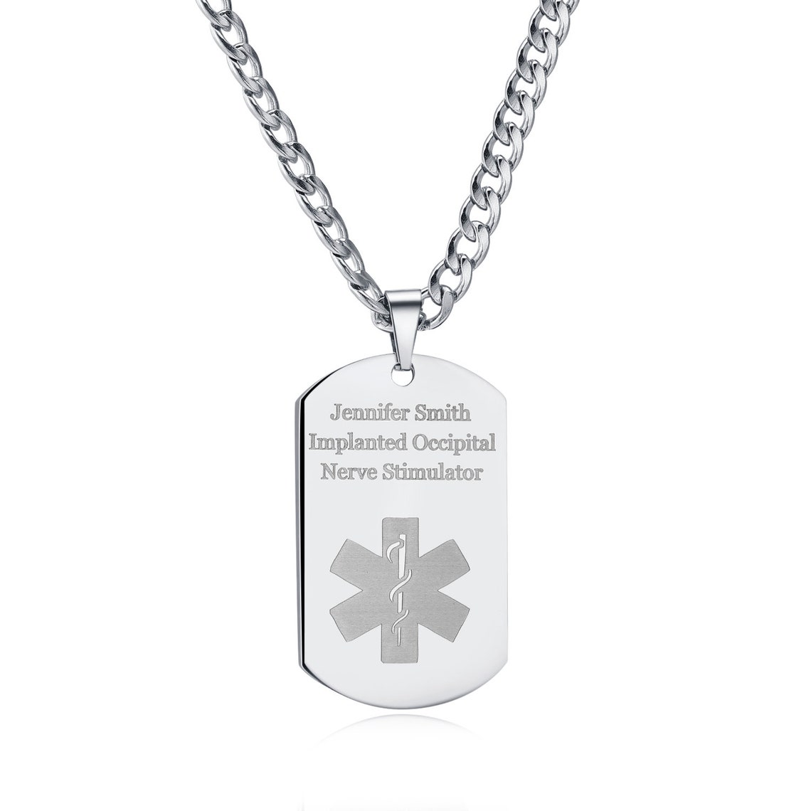 Medical Alert Necklace for Men Women Stainless Steel Engraved Etsy
