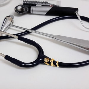 Stethoscope Name Tag Personalized,Stethoscope Charms ID Tag with Birthstone&Birth Flower, Gifts for Nurses, Doctors, RN, Medical Students