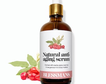 Natural Anti-Aging Facial Serum: Rosehip, Jojoba & Rosemary Oil