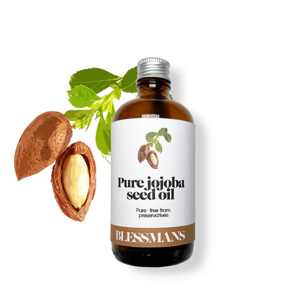 Huile de jojoba pure non raffinée pressée à froid | Hydratant naturel pour la peau, réparation des dommages capillaires, contrôle de l'acné, 100 ml, 50 ml, 30 ml, 10 ml