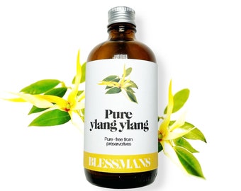 Huile essentielle d'ylang-ylang 100 % pure | Pur et naturel, non raffiné avec moins de plastique | Aromathérapie et huiles de bain