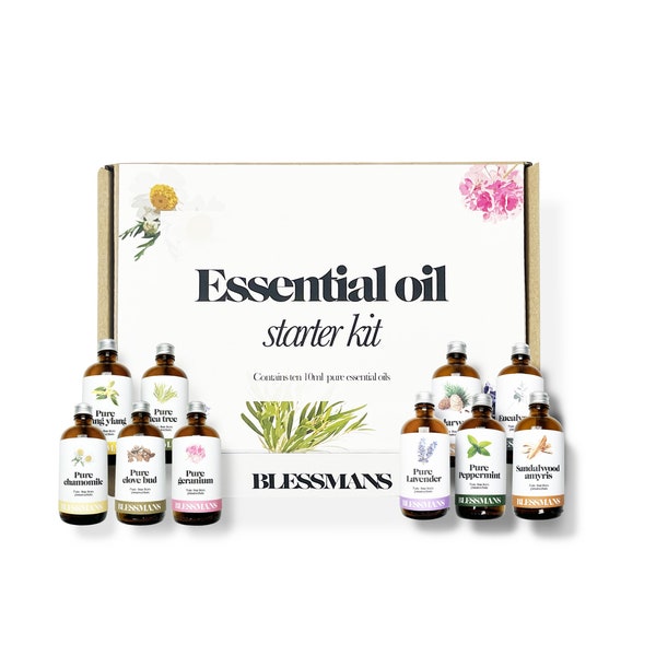 Premium 10x 10ml essential oil starter pack | gift set | gift | therapeutic grade | less plastic