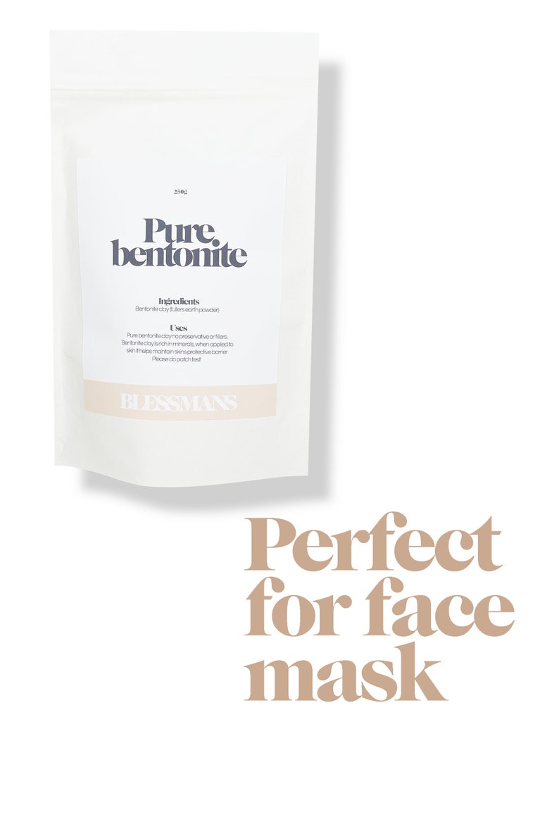 Pure bentonite clay powder calcium bentonite Plastic free packaging, vegan friendly Face mask fight acne, skin cleanser image 2