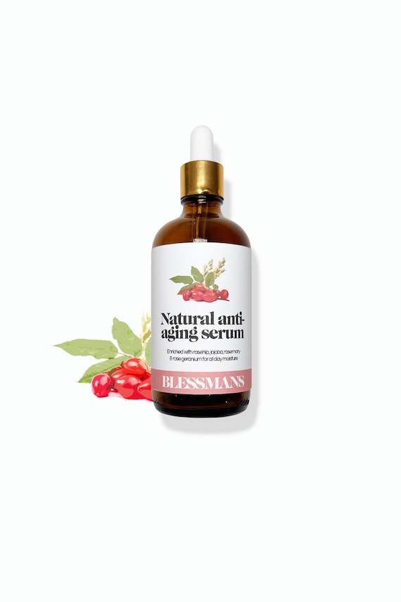 Natural Anti-Aging Facial Serum: Rosehip, Jojoba & Rosemary Oil