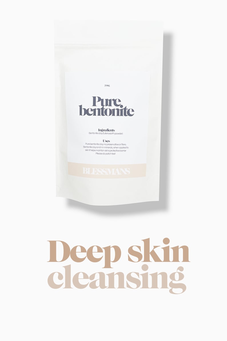 Pure bentonite clay powder calcium bentonite Plastic free packaging, vegan friendly Face mask fight acne, skin cleanser image 6