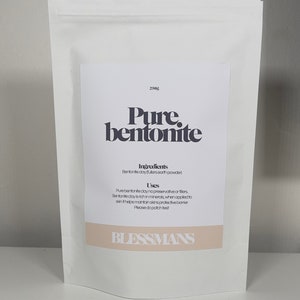 Reiner Bentonit Ton Pulver Calcium Bentonit| Plastikfreie Verpackung, vegan freundlich | Gesichtsmaske | bekämpft Akne, Hautreiniger