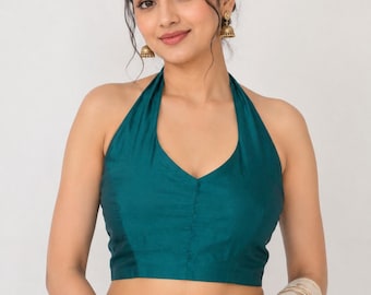 Readymade Silk Sari Blouse: Indian Handmade Wedding Wear Top