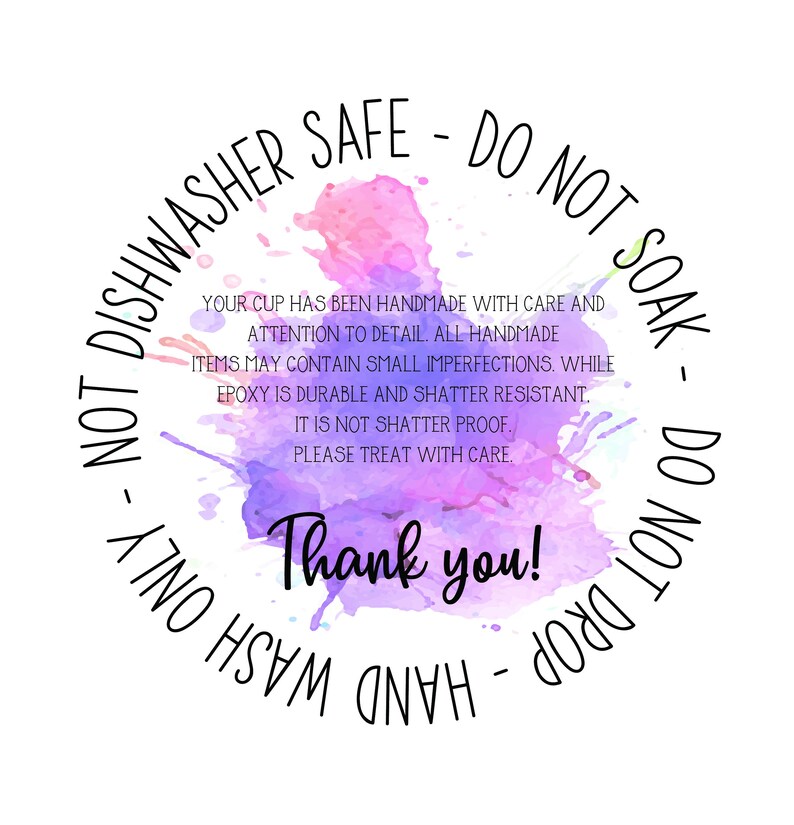 Tumbler Care Card sticker Printable Cutout Silhouette | Etsy