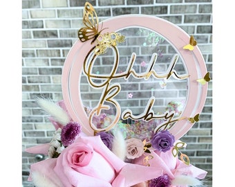 Oh Baby Cake Topper,It's a Girl Baby Shower,Welcome Baby Cake Topper,Gender Reveal Topper