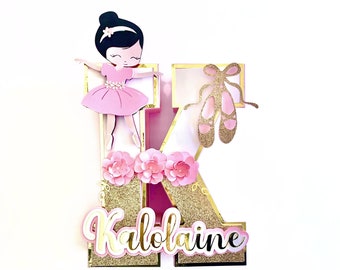 Ballerina 3D Letters, Ballet party decor, Custom 3rd Birthday Ballet Recital 3d letters, Ballerina Centerpiece, custom decorative 3d letters