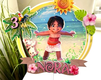 Adorno para tarta de cumpleaños de la hermanita Moana 2, decoraciones para fiesta de Moana 2, adorno temático de cumpleaños de Moana 2, suministros para fiesta de Moana, decoración para fiesta de Moana