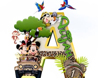Mickey Safari 3D Letters, Safari Birthday Party Decorations, Mickey Theme 3D Numbers, Mickey Safari Party Decor, Mickey Party Supplies