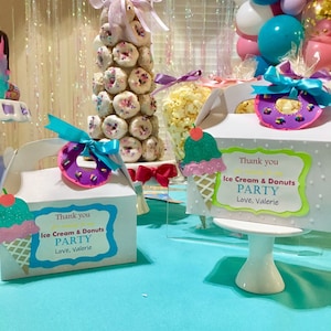 Ice cream & Donut favor boxes, Candyland Party Decorations, Two Sweet Birthday Party Favors