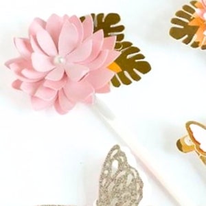 Décorations pour cupcakes papillon 3D, fête des papillons, décorations pour cupcakes fleurs, décorations en or rose, 1er anniversaire, papillons image 2
