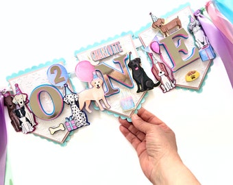 ONE Dog Birthday Banner, Puppy 1st Pawty Decor, Dog Party Garland, Puppy 1st Birthday Party, Lets Pawty Banner