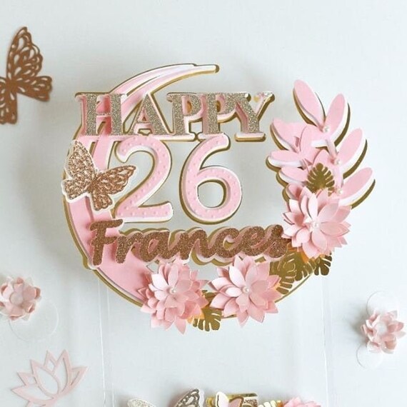 Rose Gold Butterfly Cake Toppers 