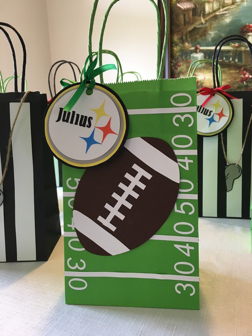 Football favor bags with Personalized team tags SET OF 3 Etsy