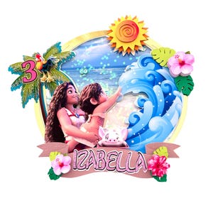 Moana Cake Topper, Hawaiian Birthday Party decorations, Moana Theme Cake Topper, Hawaiian Party Decor, Moana Party Supplies, Moana 2