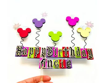 Disneyland Cake Topper, Maleficent Theme Birthday Party Decorations, Happiest Birthday On Earth Party, Villains Cake Topper