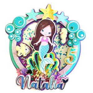 Mermaid Theme Cake Topper, Under the Sea Birthday Party Decorations, Mermaid Topper, Under the Sea Party Decor, Mermaid Party Supplies