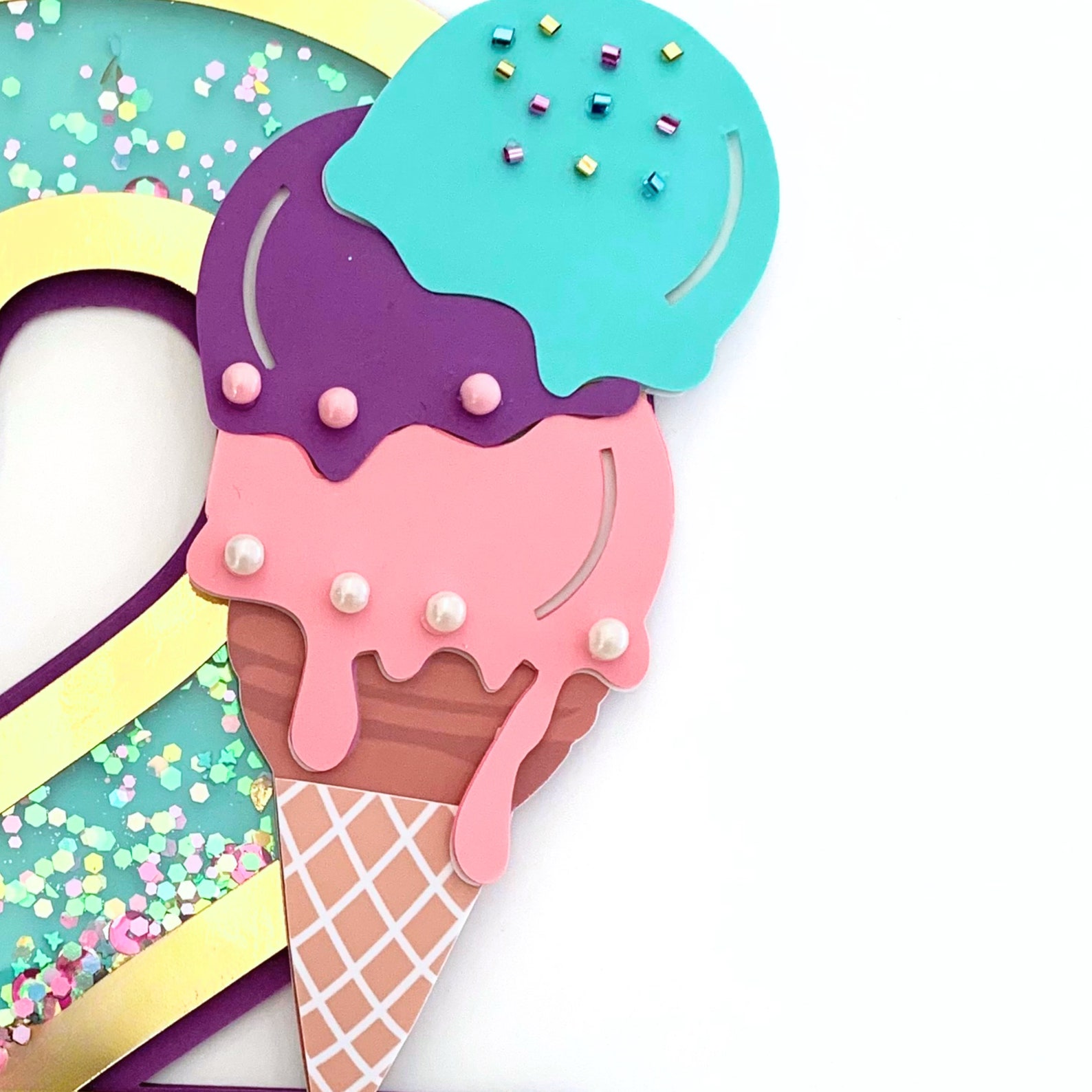 Two Sweet Ice Cream Cake Topper