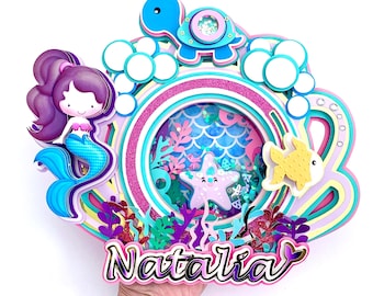 Mermaid Theme Cake Topper, Under the Sea Birthday Party Decorations, Mermaid Topper, Under the Sea Party Decor, Mermaid Party Supplies