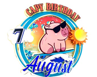Cool Capybara Cake Topper. Capy Birthday Party Decorations. Capybara Pool Party Topper. Capy Party Decor. Capybara Theme Party.