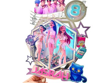KPOP Demon Hunters Caketopper, Huntrix Birthday Party Decorations, Rumi Mira Zoey Concert Topper, KPOP Birthday Decor, KPOP Saja Boys