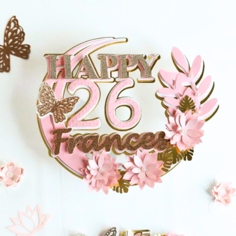 3d Butterfly theme cake topper,Boho party,Floral custom cake topper,Butterfly decoration,1st birthday party,Butterfly 1st birthday,Butterfly image 1