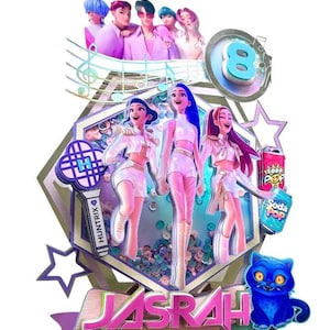 KPOP Demon Hunters Cake Topper, Huntrix Birthday Party Decorations, Rumi Mira Zoey Concert Topper, KPOP Birthday Decor