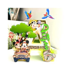 Letras 3D personalizadas do Mickey Safari, decorações para festa Safari, letras 3D do Mickey ONE, festa de aniversário do Mickey Safari