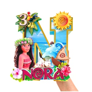 Letras 3D personalizadas de Moana, decoraciones para fiesta de cumpleaños de Moana 2, letras temáticas de Moana, artículos para fiestas de Moana, decoración para fiestas de Moana