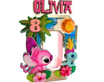 Angel Stitch Birthday 3D Letters, Hawaiian Party Decorations, Lilo Stitch Theme 3d Numbers, Angel Stitch Party Decor, Stitch Theme Party