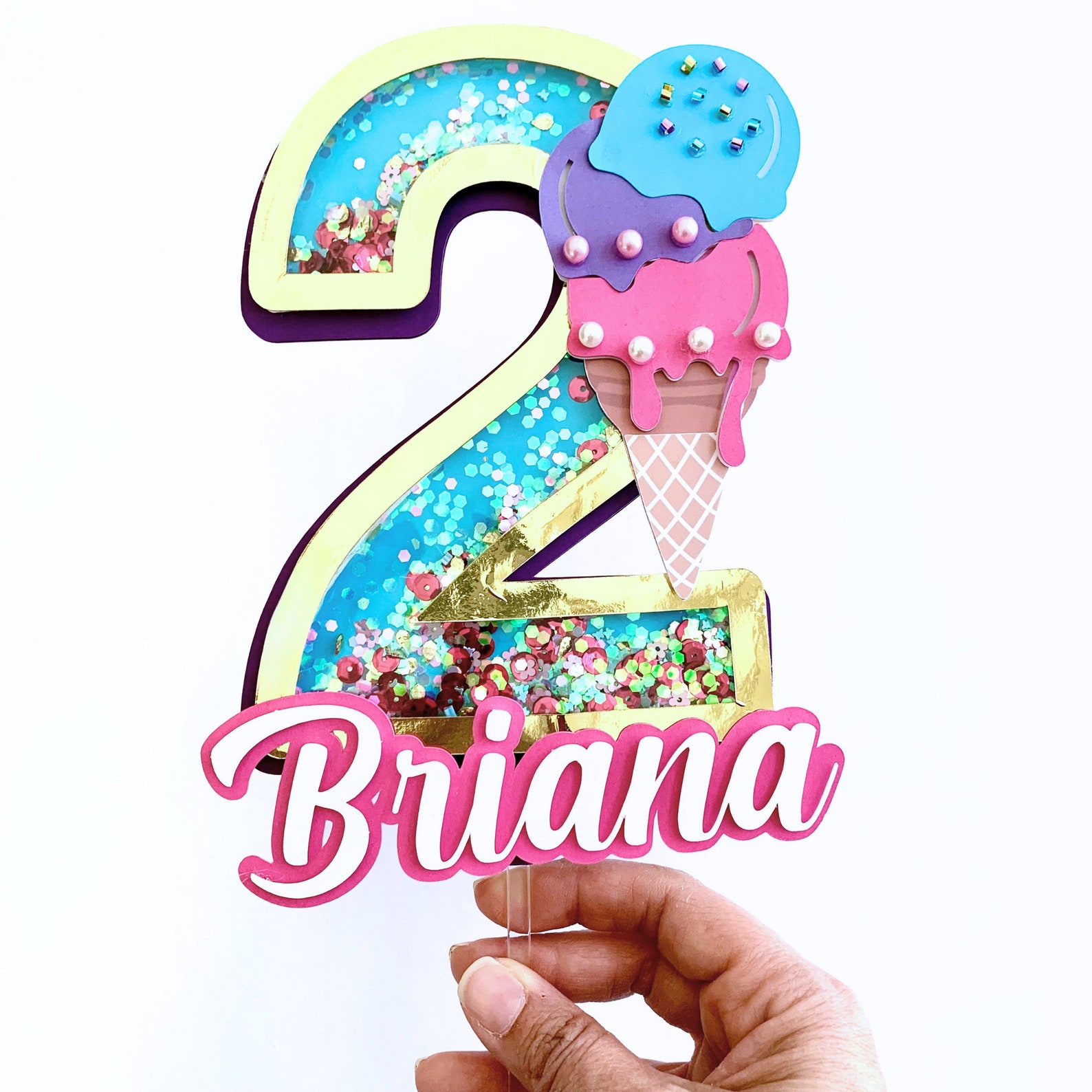 Two Sweet Ice Cream Cake Topper