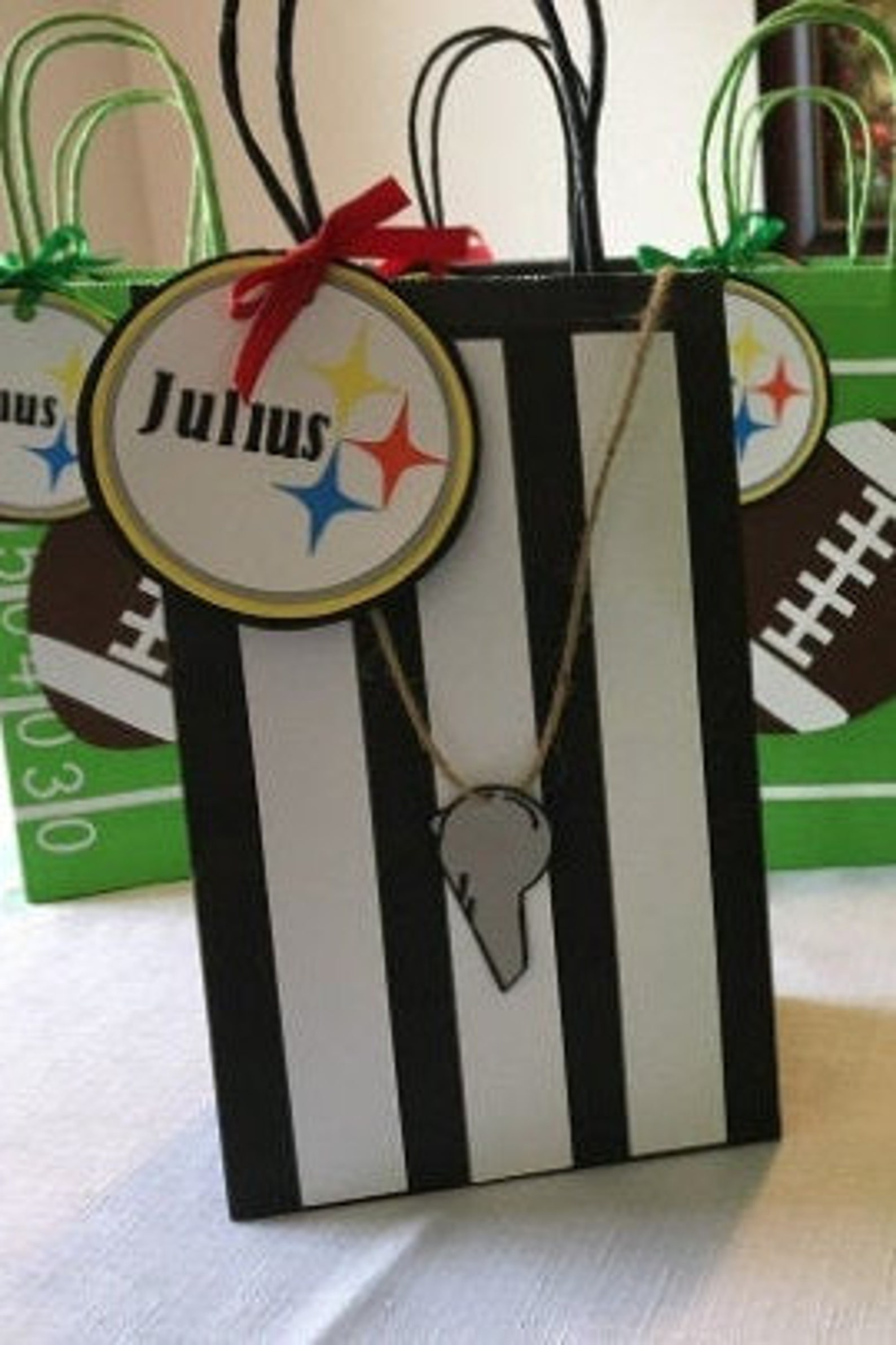 Football favor bags with Personalized team tags SET OF 3 Etsy