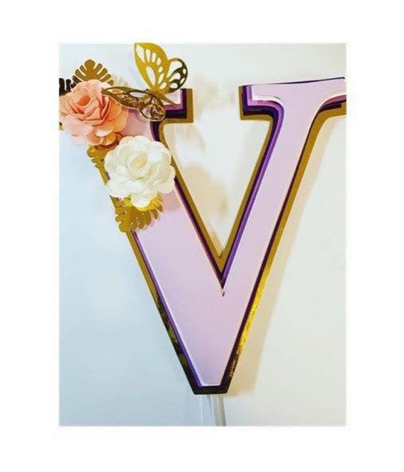 Letter 3D cake topper, Initial cake topper, Wedding Cake Topper, Butterfly Topper, Sweet 16 party decor, Bridal Shower Topper, Butterflies Il_570xn