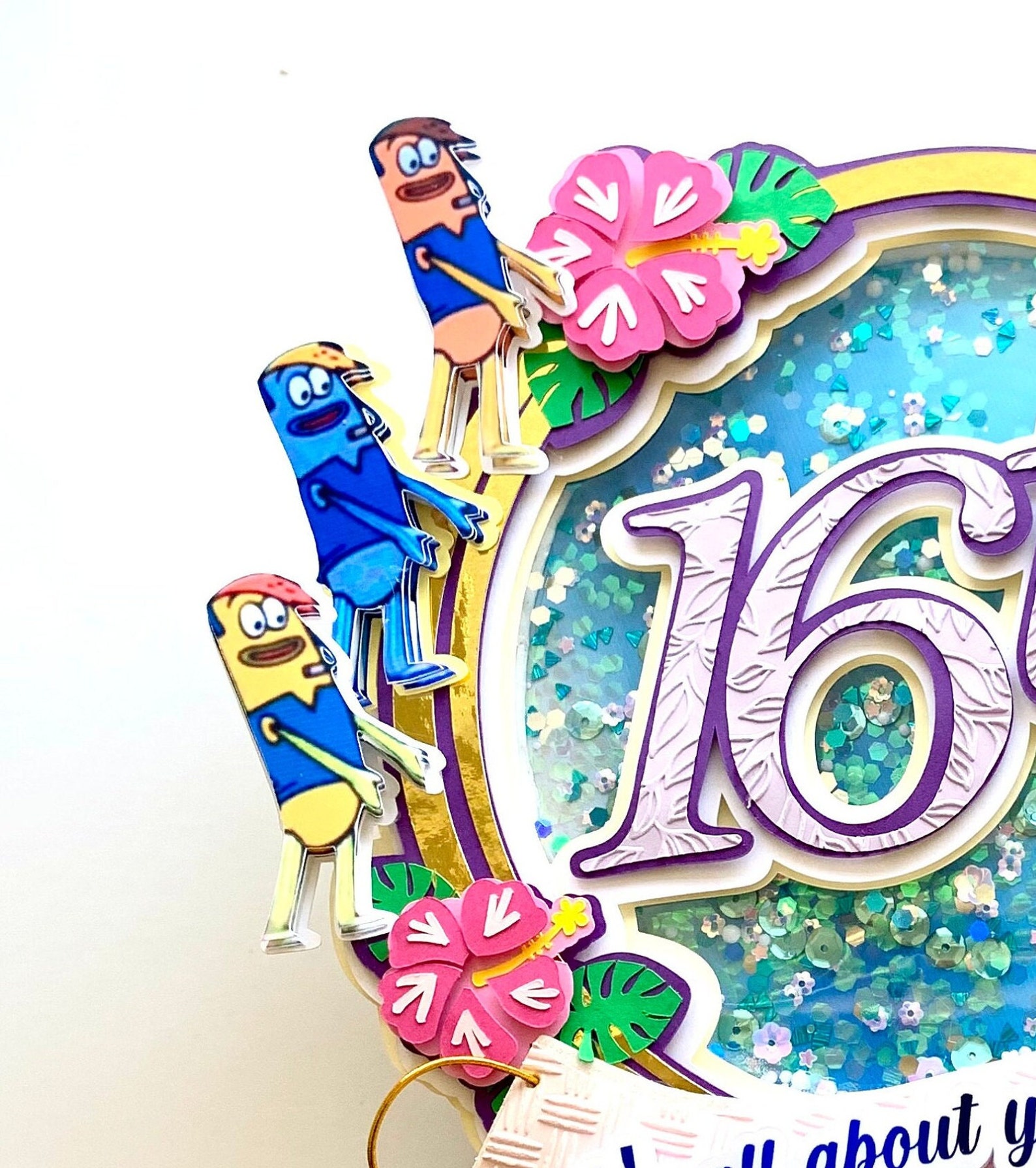 Spongebob Boys Who Cry Sweet 16 Birthday Shaker Cake Topper - Etsy