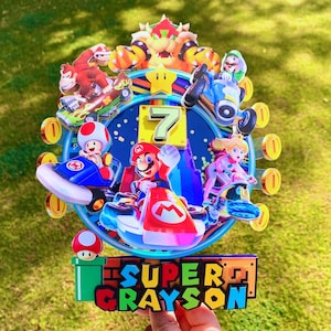 Super Mario Bros Cake Topper, Princess Peach Birthday Party Decorations, Mario Theme Topper, Nintendo Birthday Party